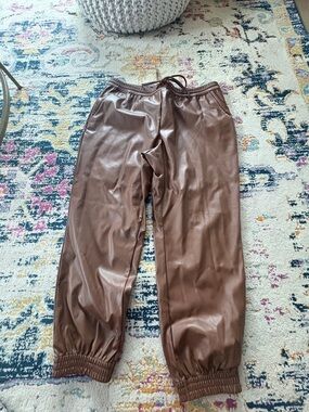 a new day Brown Faux Leather Waistband Joggers